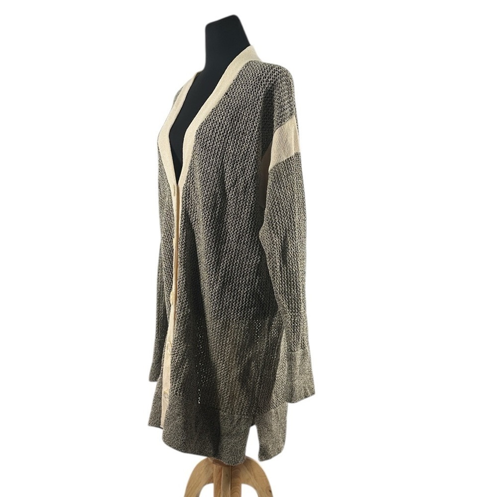 Holt Renfrew cardigan open knit neutral sweater luxury wool rayon vintage sz 3X - Picture 4 of 8